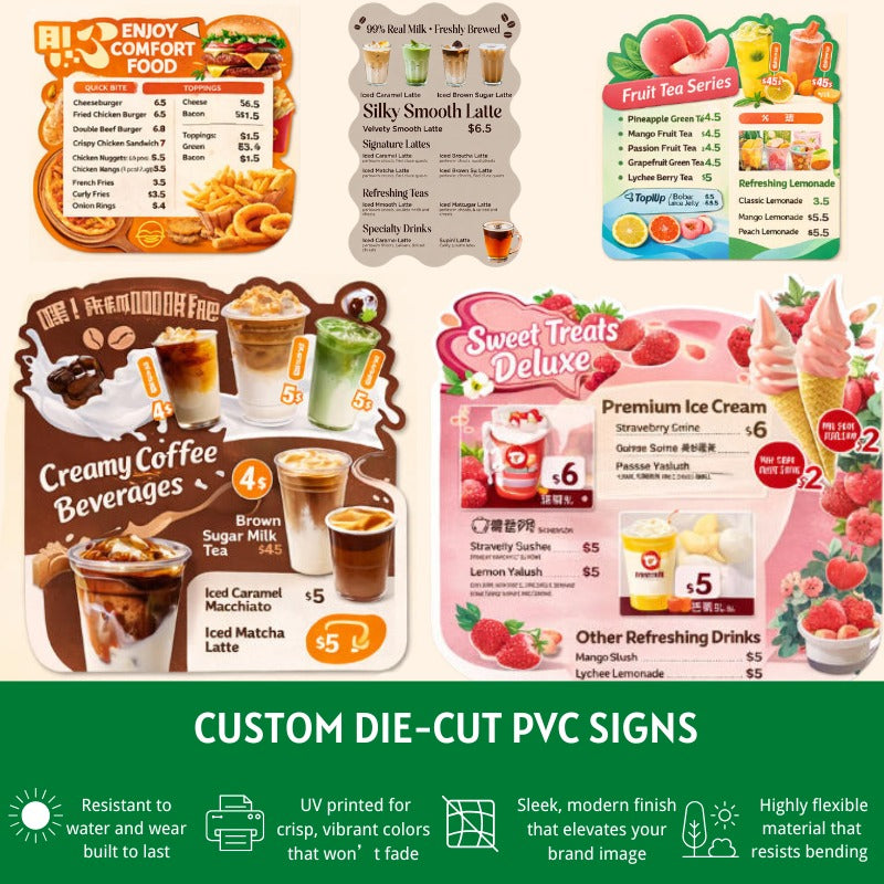 Custom Die-Cut PVC Menus