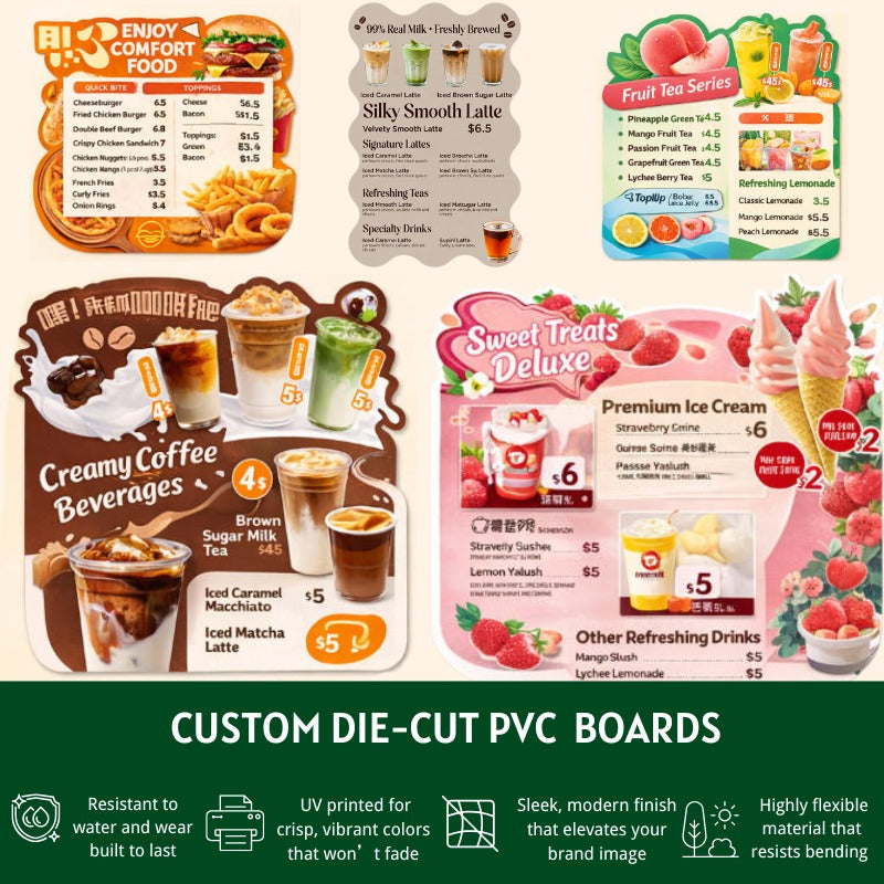 Custom Die-Cut PVC Menus