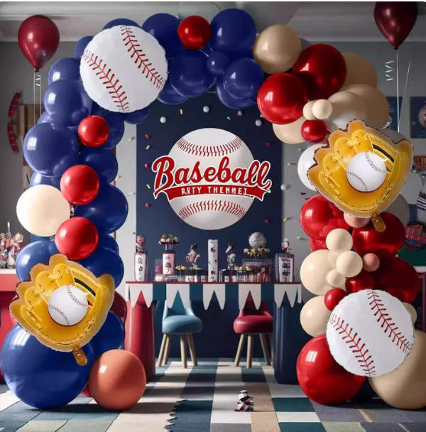 Baseball Theme Balloon Set – Red, Blue & White