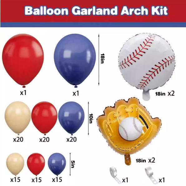 Baseball Theme Balloon Set – Red, Blue & White