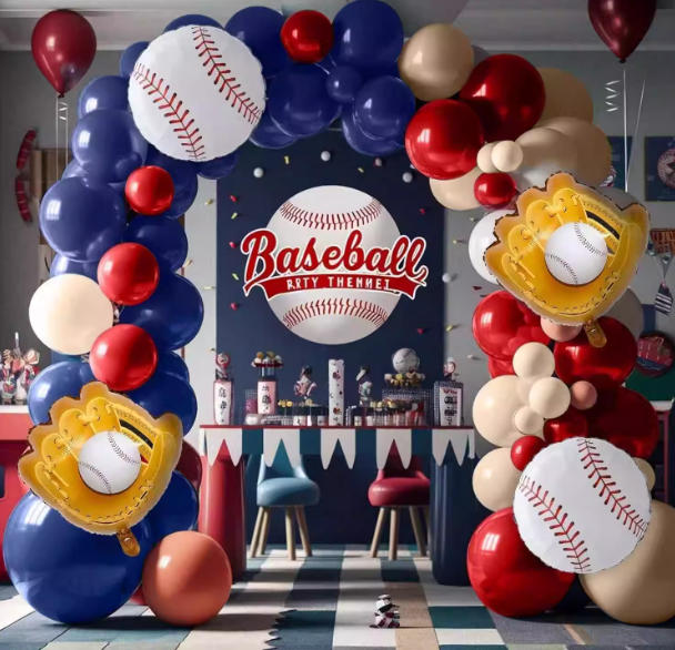 Baseball Theme Balloon Set – Red, Blue & White